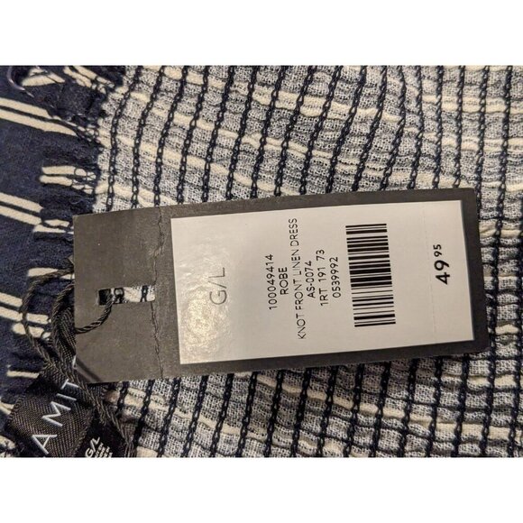 Dynamite Linen Blend Dress Size Large Black White Stripes Knot Front Sundress - Picture 8 of 9